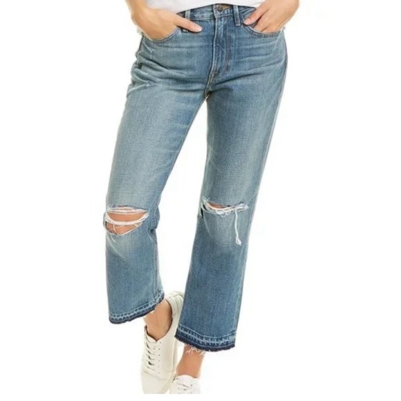 FRAME Le Piper Peralta Rips Jeans Women’s Size 24 Distressed Medium Blue Denim - Picture 1 of 10
